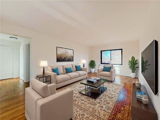 living area with wood finished floors