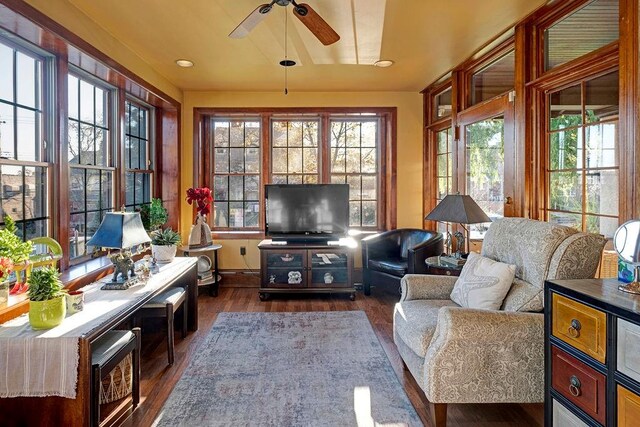 interior space with plenty of natural light and ceiling fan