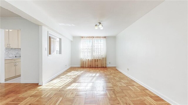 interior space featuring light parquet flooring