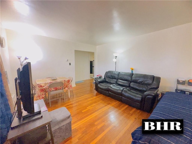 living area with wood finished floors