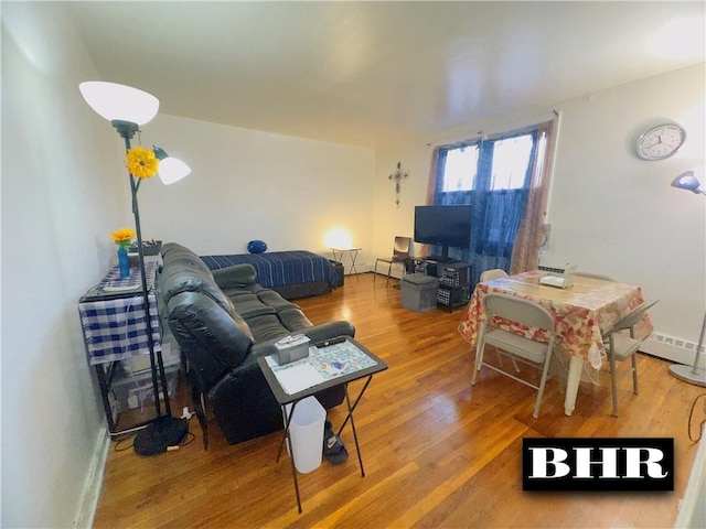 living area with wood finished floors