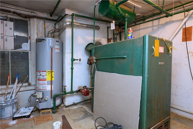 utility room with water heater