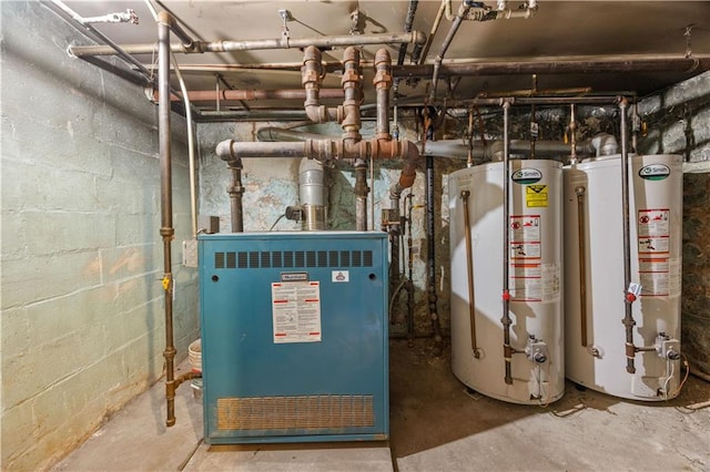 utility room with water heater