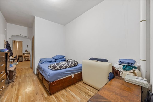 bedroom with light hardwood / wood-style flooring