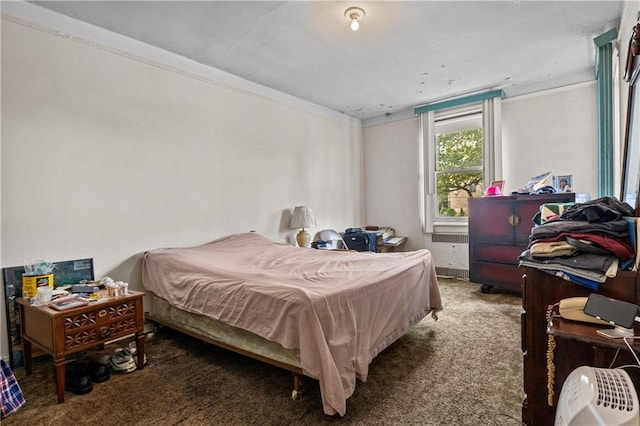 carpeted bedroom featuring pool table and ornamental molding