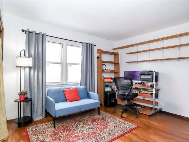 office space featuring hardwood / wood-style floors