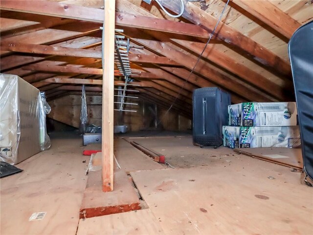 view of unfinished attic