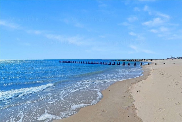 view of water feature with a view of the beach