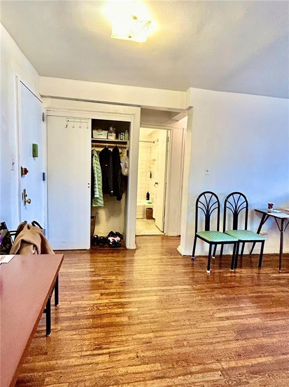 interior space featuring a closet and hardwood / wood-style floors