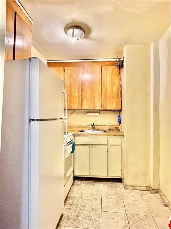 kitchen featuring sink and white appliances