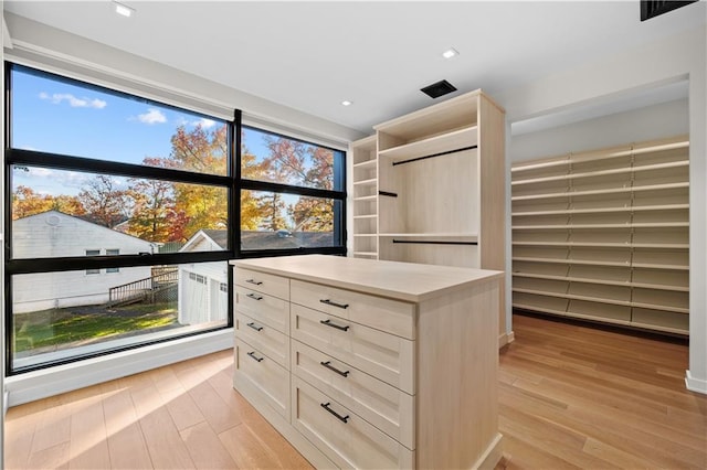 walk in closet featuring light wood-style floors