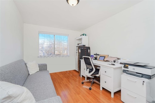 office area with light wood-type flooring