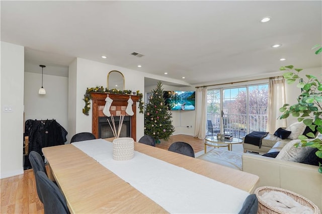 dining room with light hardwood / wood-style floors