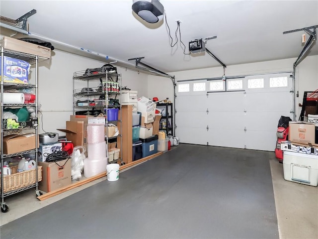 garage with a garage door opener