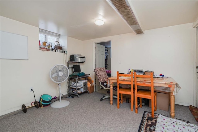 view of carpeted dining room