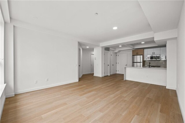 unfurnished living room with light hardwood / wood-style floors