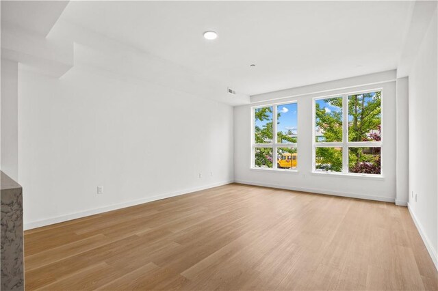 unfurnished room featuring light wood-type flooring