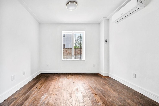 2335 Bath Ave Unit 1A, Brooklyn, NY 11214 - empty room featuring a wall unit AC, crown molding, hardwood / wood-style floors, and baseboards