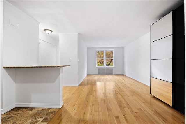 unfurnished living room featuring light hardwood / wood-style floors