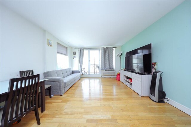 living room featuring light wood-type flooring