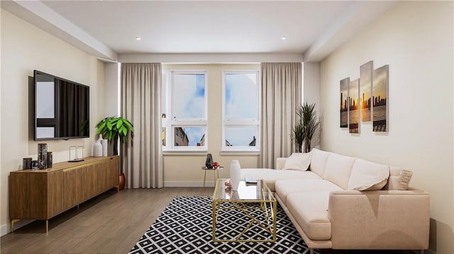 living room with wood-type flooring