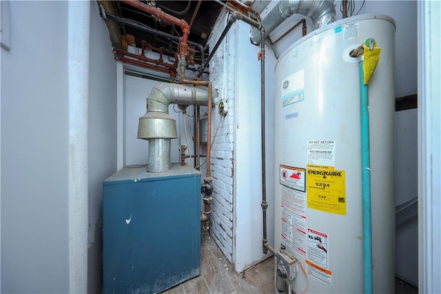 utility room with gas water heater