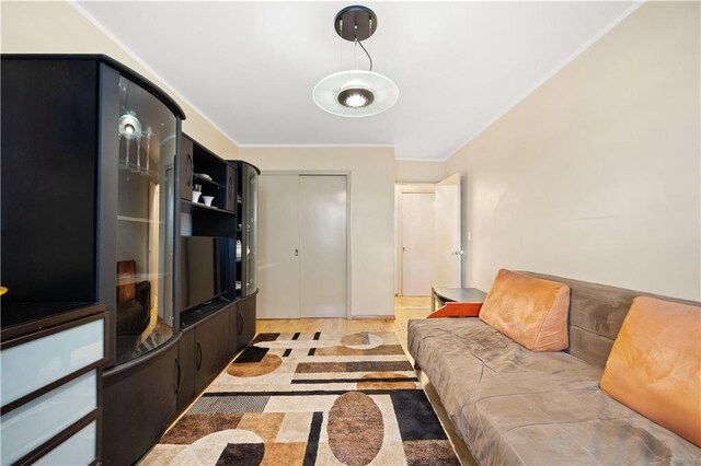 living room featuring light wood-type flooring