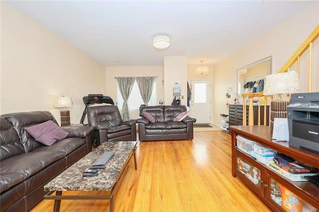 living room featuring light wood-type flooring