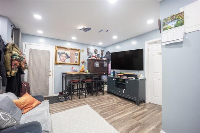 living room featuring light hardwood / wood-style flooring