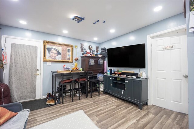 living room featuring light hardwood / wood-style flooring