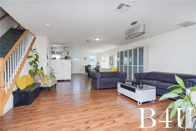 living room with light wood-type flooring