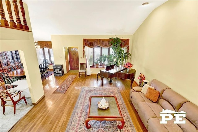 living room with wood finished floors and a wealth of natural light