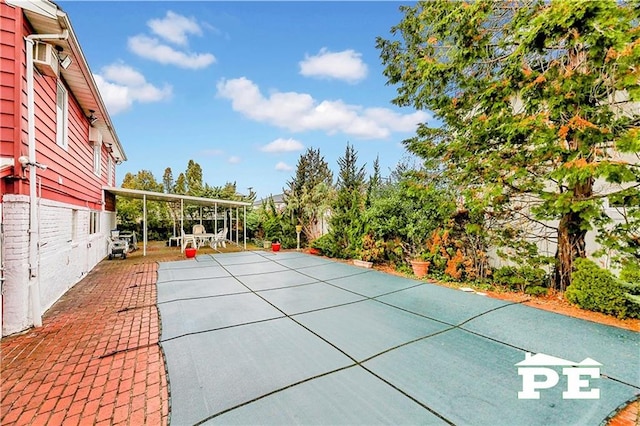 view of swimming pool with a patio