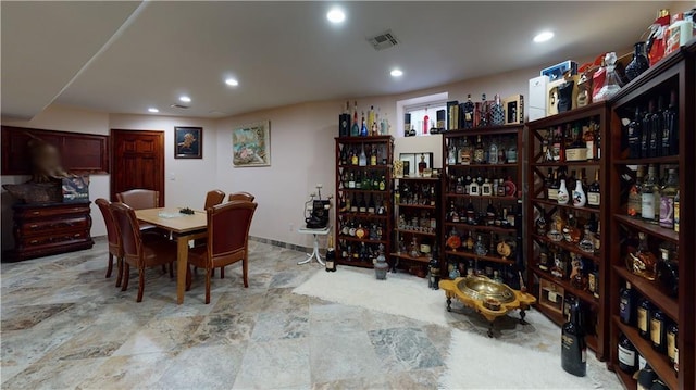 view of wine cellar