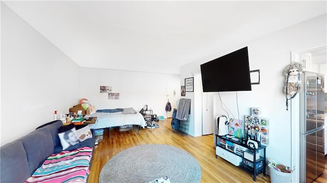 bedroom featuring wood-type flooring