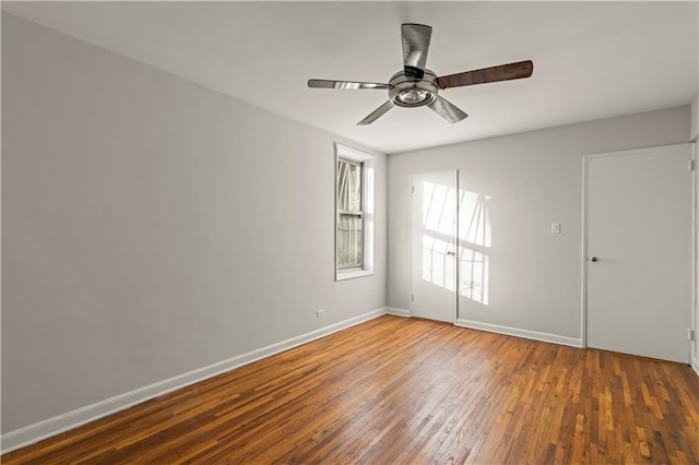 243 Mcdonald Ave Unit 1D, Brooklyn, NY 11218 - unfurnished bedroom featuring wood-type flooring, baseboards, and ceiling fan