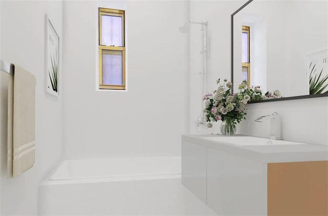 full bathroom featuring a tub and vanity