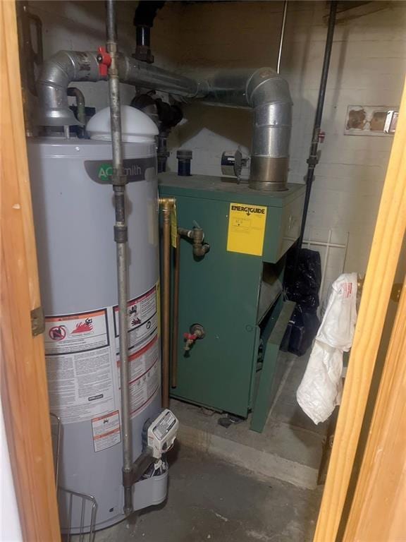 utility room with water heater