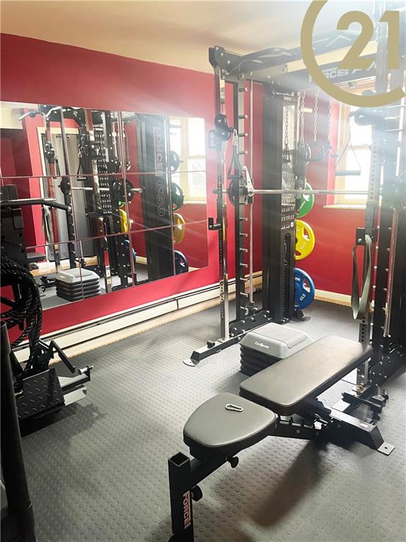 workout area featuring carpet floors