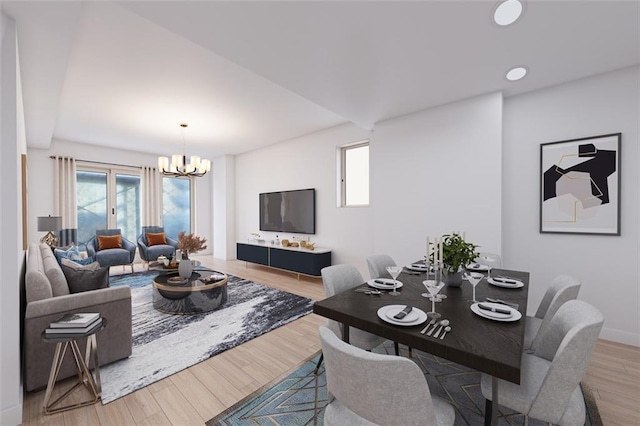1722 84th St Unit 203, Brooklyn, NY 11214 - living area featuring a chandelier, healthy amount of natural light, wood finished floors, and recessed lighting