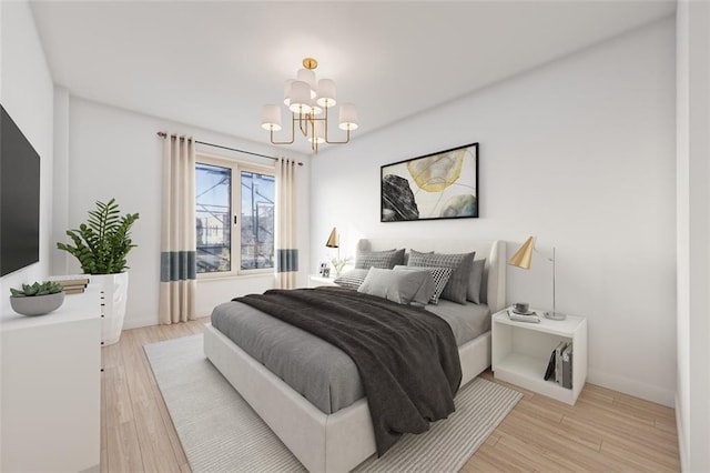 1722 84th St Unit 203, Brooklyn, NY 11214 - bedroom with a chandelier and light wood finished floors