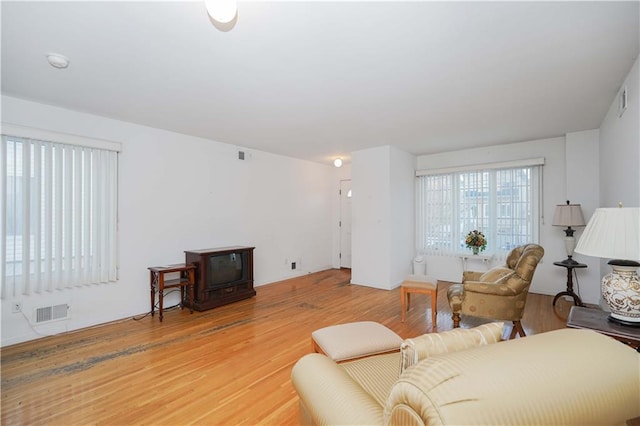 living room with hardwood / wood-style floors