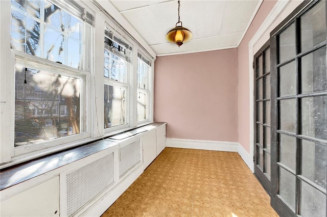 view of unfurnished sunroom