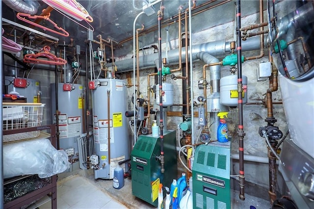 utility room featuring gas water heater