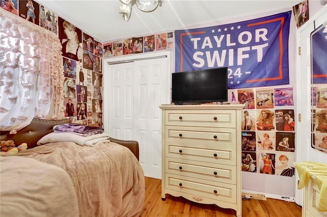 bedroom featuring a closet and hardwood / wood-style floors