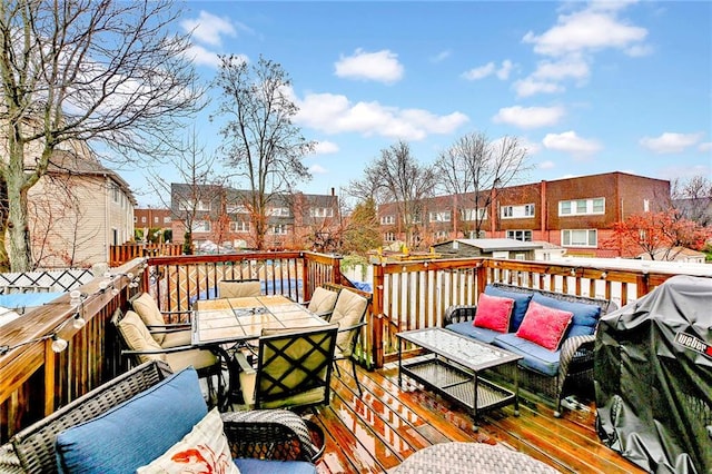 deck featuring an outdoor living space