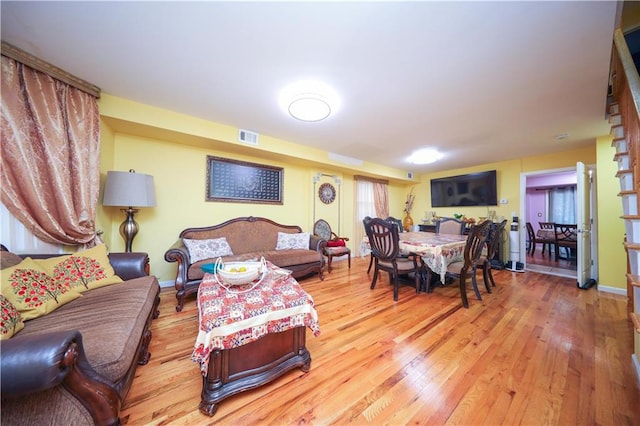 living room with hardwood / wood-style floors