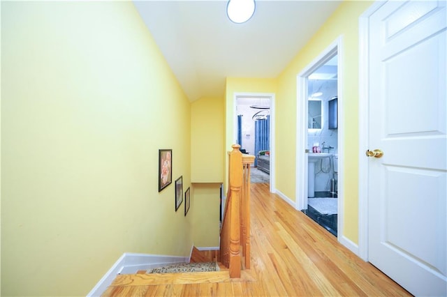 hallway featuring light wood-type flooring