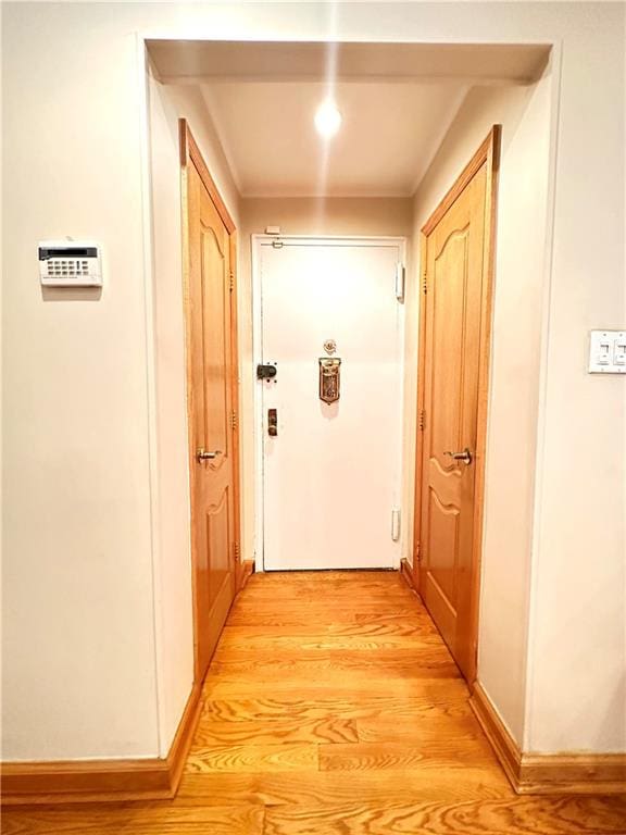 hall featuring light wood-type flooring