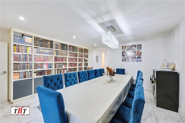 1801 E 7th St, Brooklyn, NY 11223 - dining area with marble look tile flooring and recessed lighting